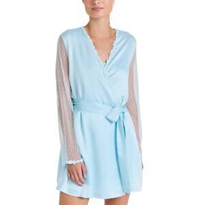 Flora Nikrooz Showstopper Charmeuse Robe Blue Size S